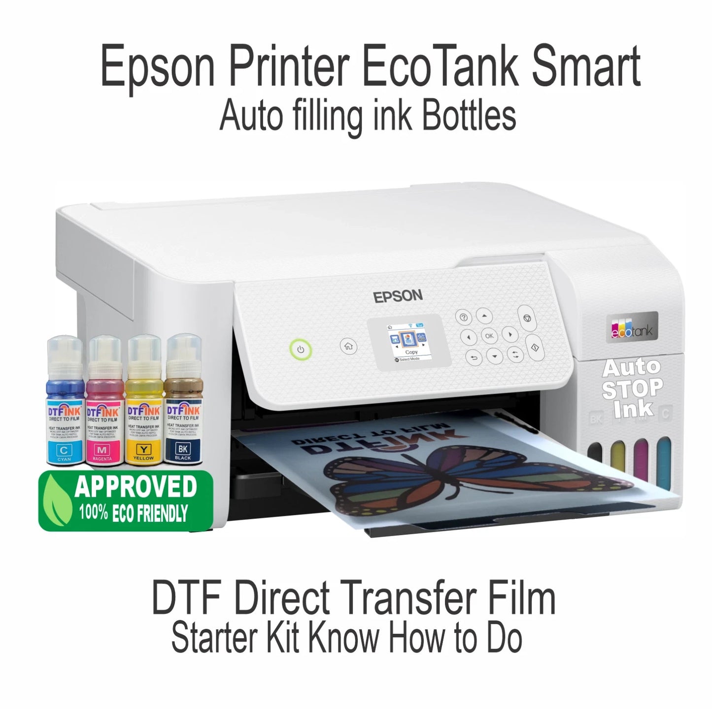 Epson Printer with DTF ink Heat Press Machine 15"x15" T-Shirt Print Start Bundle