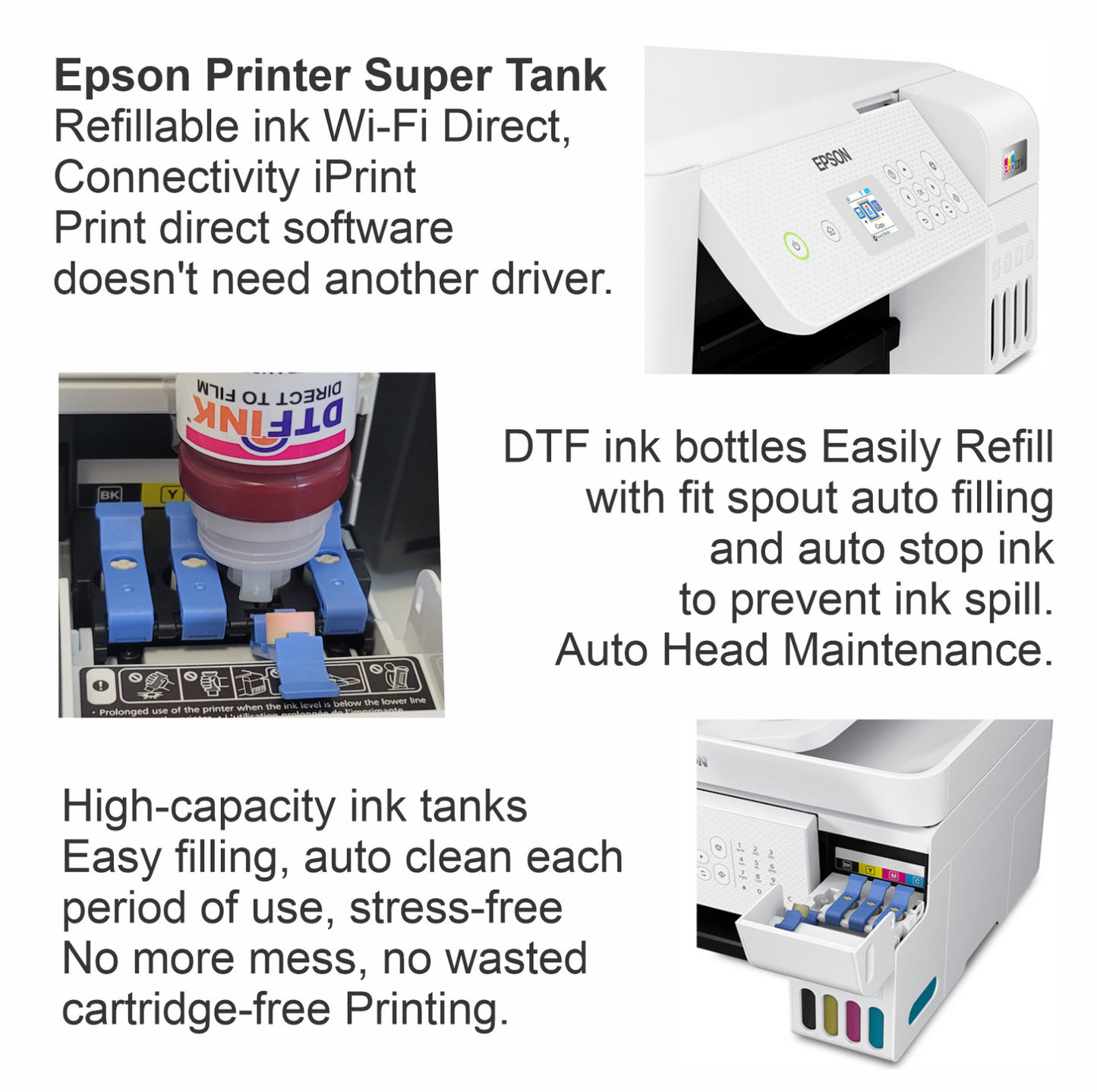 Epson Printer with DTF ink plus Heat Press 12"x15" T-Shirt Maker Start KIT