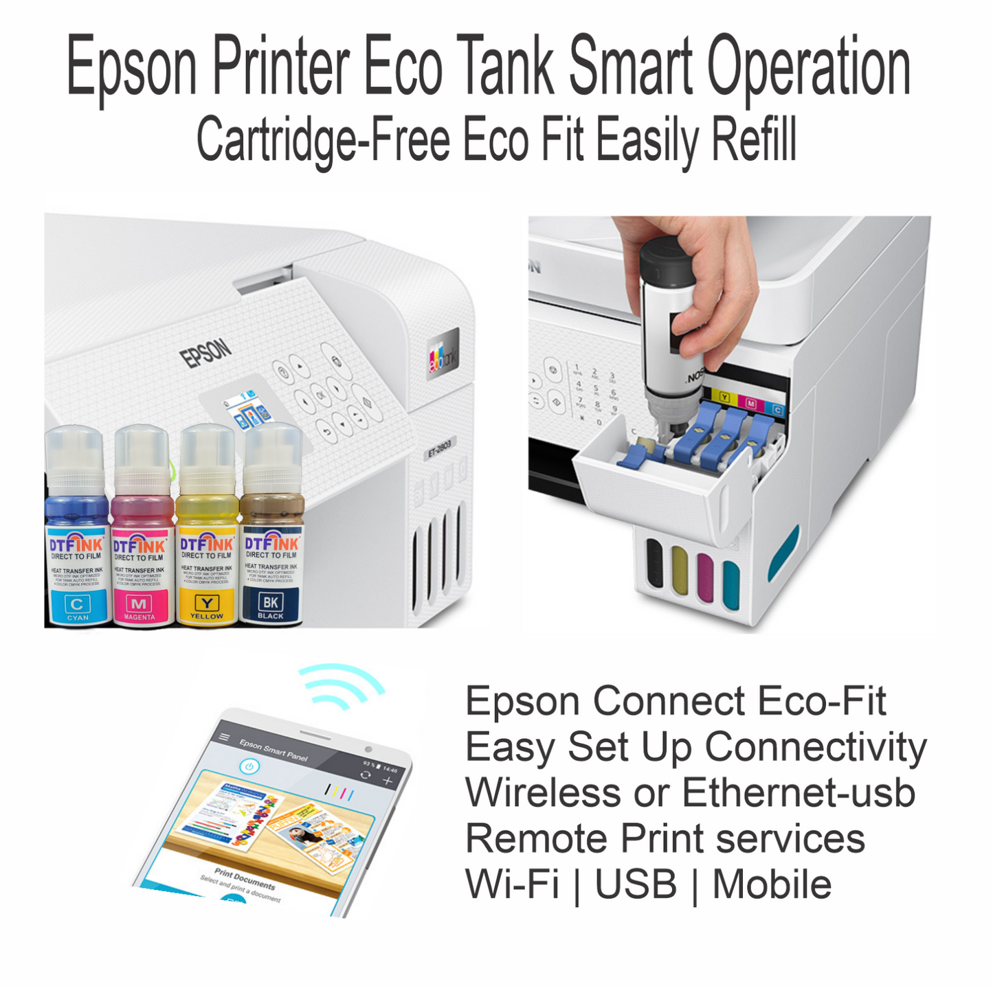 Epson Printer with DTF ink plus Heat Press 12"x15" T-Shirt Maker Start KIT