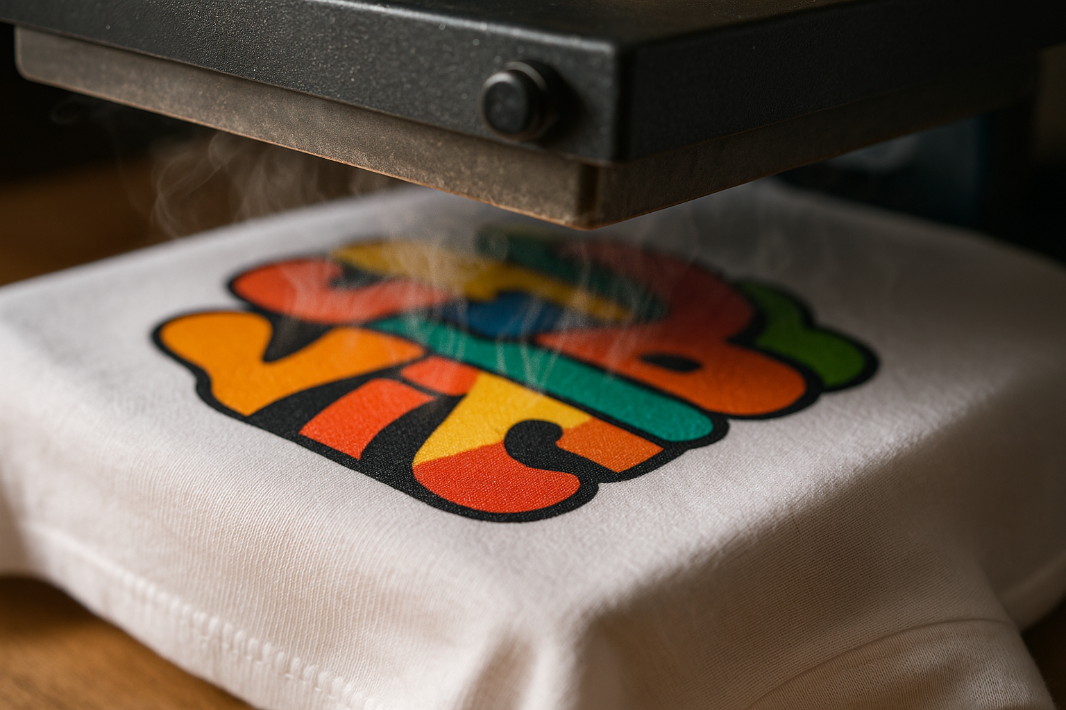 close up of shirt being heat pressed