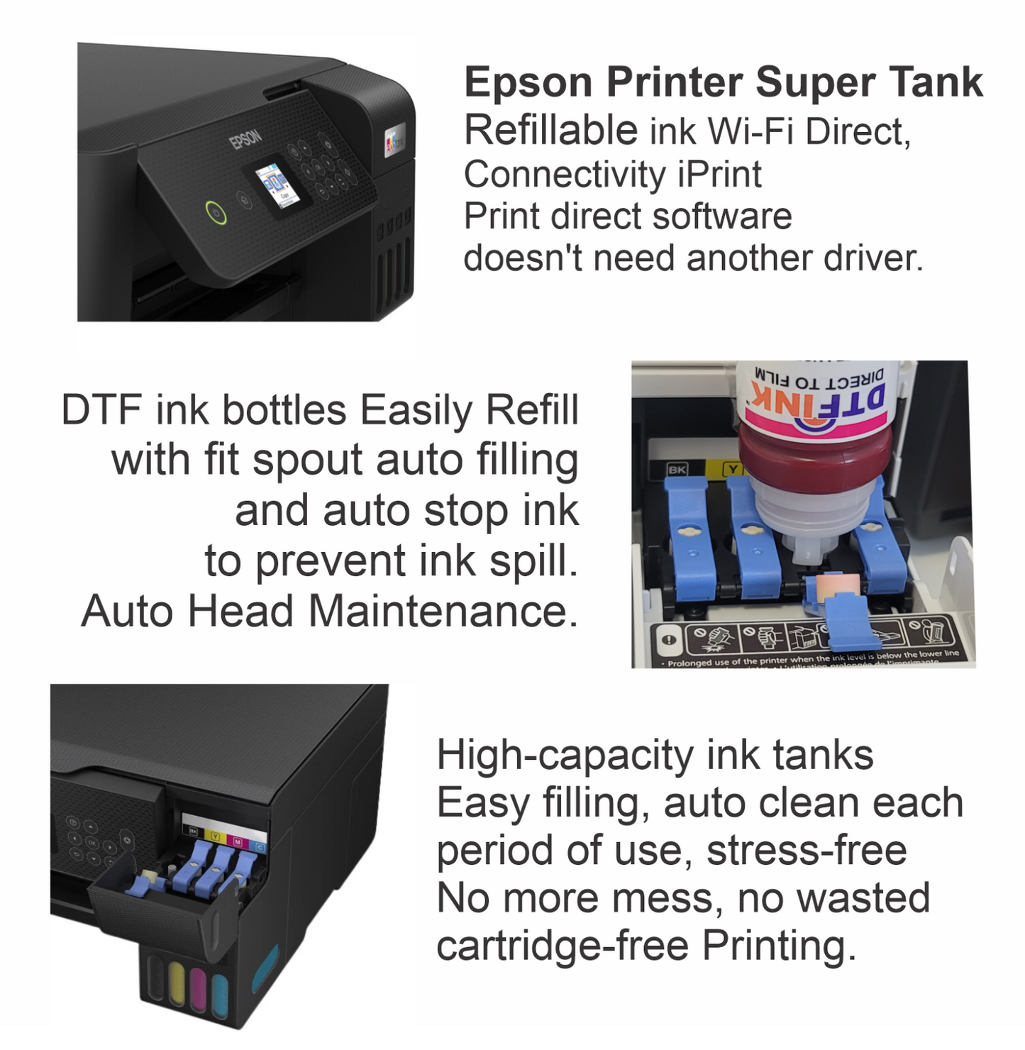 DTF Ink ET Epson Printer for Heat Transfer Printing T-Shirt Make Start Bundle