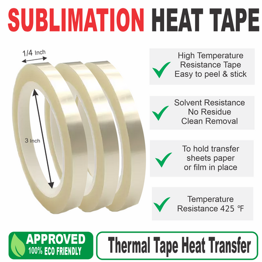 3 Roll Heat Tape Resistant Sublimation, DTF  Thermal Tape 1/4 Inch X 108 Foot