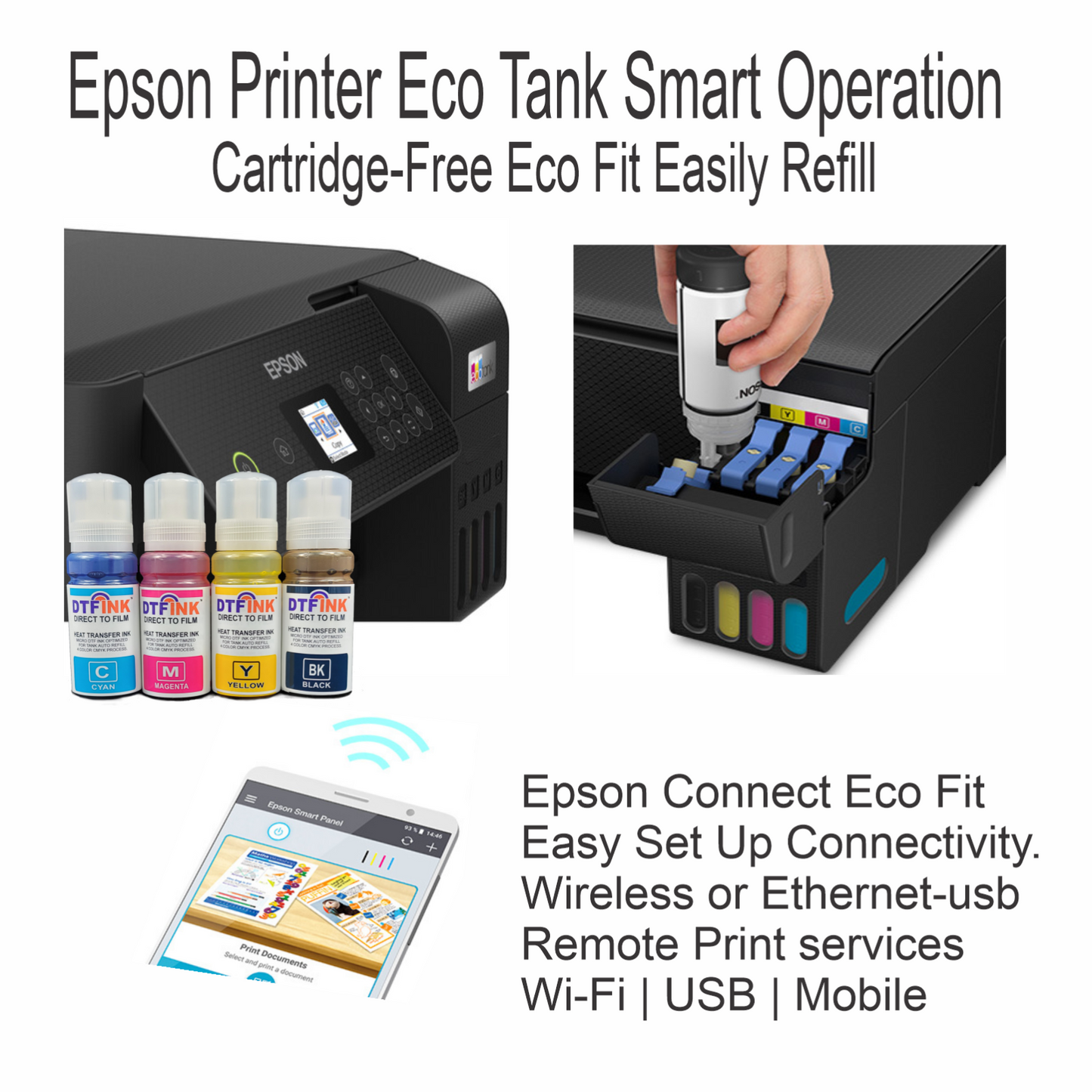 DTF Ink ET Epson Printer for Heat Transfer Printing T-Shirt Make Start Bundle