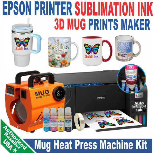 Epson Printer with Sublimation ink Print 3D Mug Heat Press Machine Start Kit