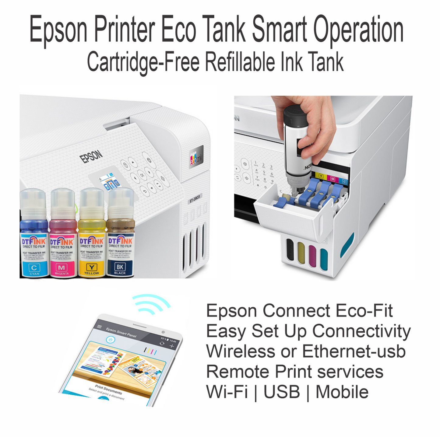 Epson Printer with DTF ink Heat Press Machine 15"x15" T-Shirt Print Start Bundle