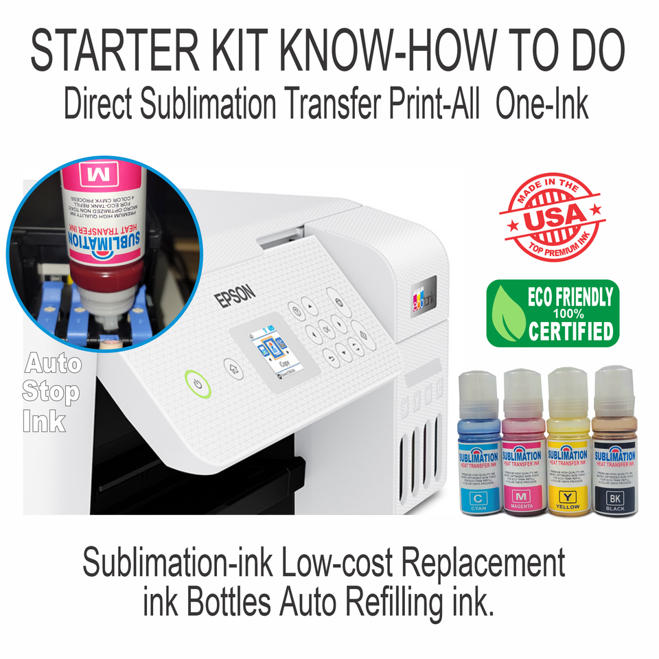 Epson Printer with Sublimation Ink Transfer 5 in 1 Heat Press +DTF Start Bundle
