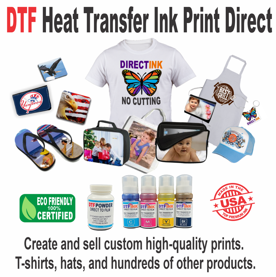 Epson Printer with DTF ink Heat Transfer Print T-Shirt Marker Start Bundle