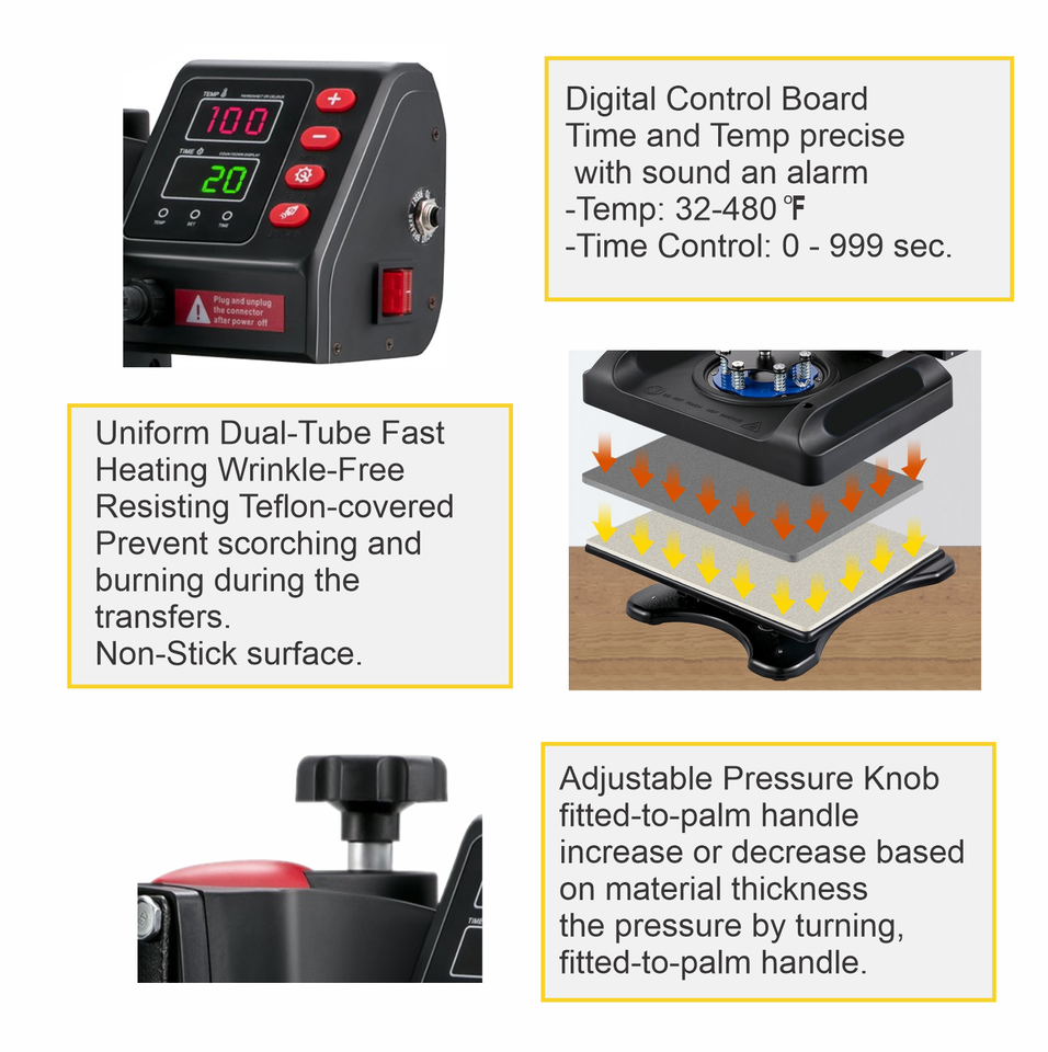 Epson Printer with Sublimation Ink Transfer 5 in 1 Heat Press +DTF Start Bundle