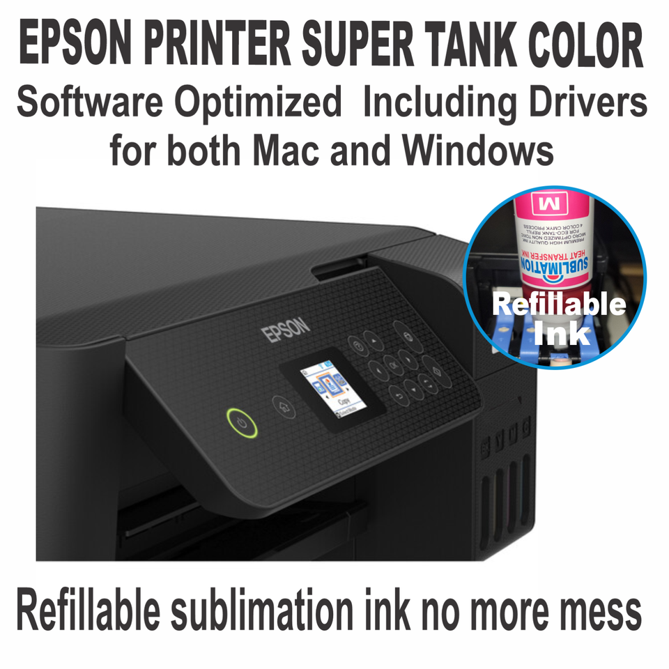 Et Epson Printer with Subli Ink for Printing T-shirt, Mug, Caps, Glass Start kit